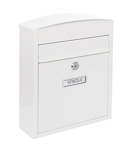 ARREGUI Compact E5731 Briefkasten aus Verzinktem Stahl, Größe S (DIN A5 Post), Wandbriefkasten für den Außenbereich, Wasserfest, Postkasten mit Namensschild, 2 Schlüssel, Einfache Montage, Weiß