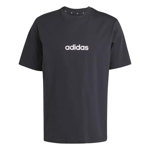 adidas Herren Essentials LINEAR Single Jersey Tee, Black/White, XL