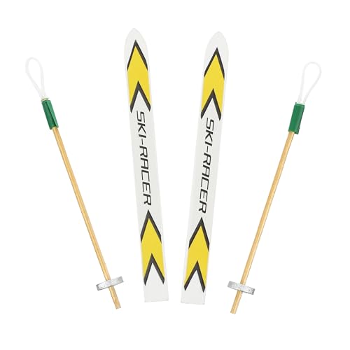 Nordstern Miniatur Ski mit Ski-Stöcken - Sportliche Skier als Zubehör für den Weihnachtswichtel und Weihnachtsdeko für Winterlandschaft - 10 cm Lang