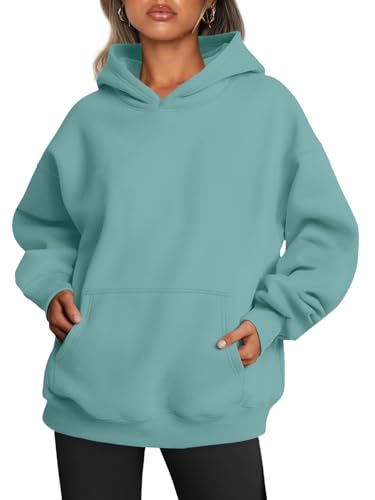 Tincini Hoodie Damen Pullover Winter Langarm Fleece Kapuzenpullover Gefütterte Pulli Sweatshirt mit Kapuzenpulli Casual Hoody mit Kapuze (Blau, M)