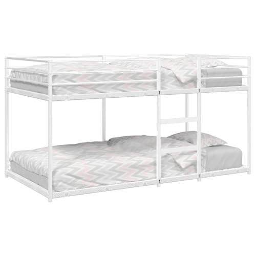 Massbinet Industrial Etagenbett Stockbett für Erwachsene und Kinder 2-Ebenen-Bett Ohne Matratze Hochbett mit Kletterleiter Weiß 80x200 cm Stahl