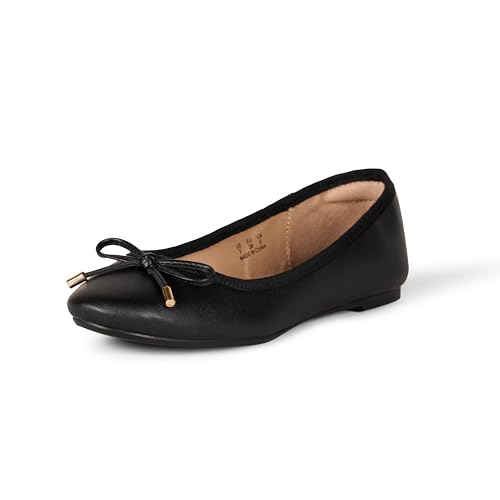 Amazon Essentials Damen Billie Ballerinas, Schwarz, 42.5 EU
