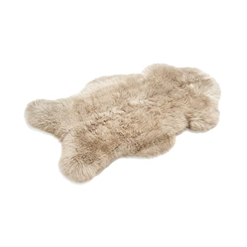 Cakla Lammfell Echt 120-130 cm Beige - Schaffell Echt Groß - Fellteppich Weiss - Weich und Flauschig - Fell für Stühle - Lammfell Teppich - 100% Bio - Schafsfelle - Dekofell - Schafsfell Felle