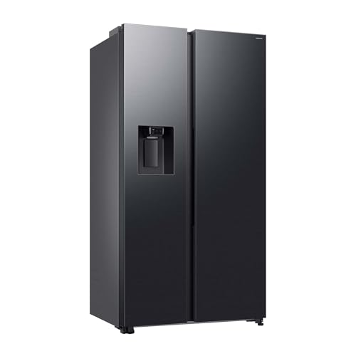 Samsung RS70F65KDFEF Side-by-Side Kühl-Gefrierkombination, AI Kühlschrank mit Gefrierfach, 178 cm, 640 l, Eis-/Wasserspender mit Wassertank, AI Energy Mode, Metal Cooling, Black Steel