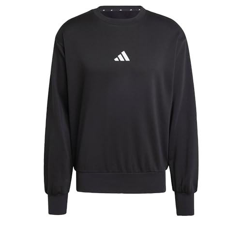 adidas Men's Essentials FEELCOZY Fleece Sweatshirt, Black/White, M