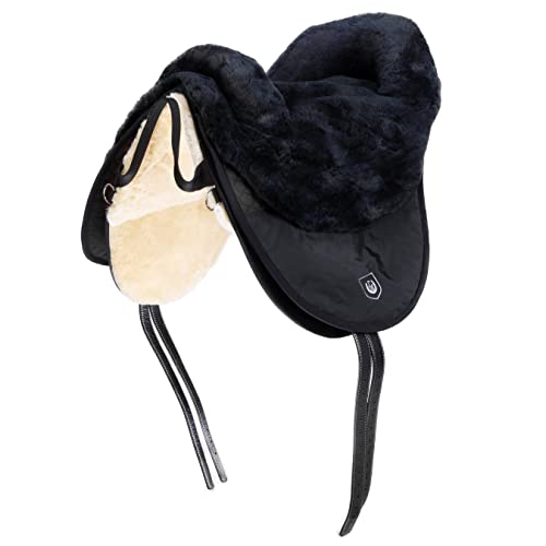 Werner Christ Fellsattel Cloud Spezial Hochwertiger baumloser Lammfell-Sattel, Bare-Back-pad aus echtem Fell, handgefertigter Pferde-Sattel in Natur, braun & anthrazit, Größe Warmblut & Pony