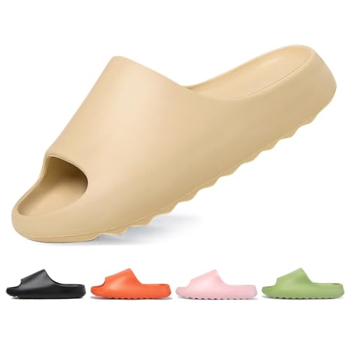 Jesindr Cozy Slides Original Herren Damen, Rutschfeste Badelatschen Latschen, Weich Wolken Wolkenschuhe, Unisex Gummi Cloud Slippers Sommer Beach Slide Sandalen, Beige, 42 EU
