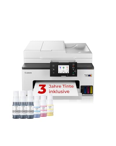 Canon MAXIFY GX2050 Tintenstrahldrucker 4-in-1 Multifunktionsgerät DIN A4 (Drucker, Scanner, Kopierer, Fax, ADF, 600x1200 DPI, WLAN, USB, Duplexdruck, 250 Blatt Kassette) Enthält 6 x Tintenflaschen