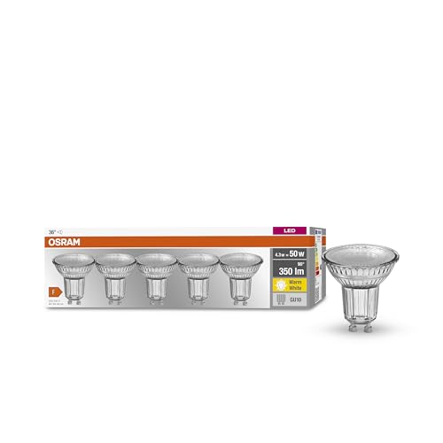 Osram LED-Reflektorlampe, Sockel: GU10, Warm White, 2700 K, 3,60 W, Ersatz für 50-W-Reflektorlampe, LED BASE PAR16