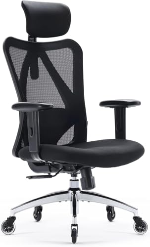 SIHOO Bürostuhl Ergonomischer [TESTSIEGER] Schreibtischstuhl, Drehstuhl hat Verstellbarer Lordosenstütze, Kopfstütze und Armlehne, Höhenverstellung und Wippfunktion, bis 150kg/330LB Belastbar