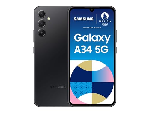 Samsung Galaxy A34 5G, Android Smartphone, 6,6 Zoll Dynamic AMOLED Display, 5.000 mAh Akku, 256 GB/8 GB RAM Handy in Awesome Graphite