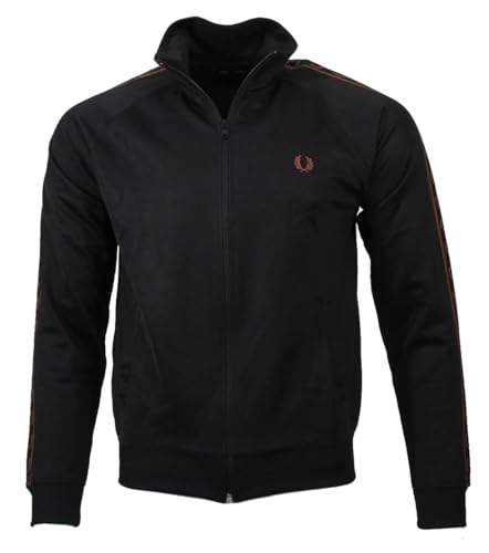 Fred Perry Herren Reißverschluss Jacke - J5557 (DE/NL/SE/PL, Alphanumerisch, L, Regular, Regular, Schwarz)