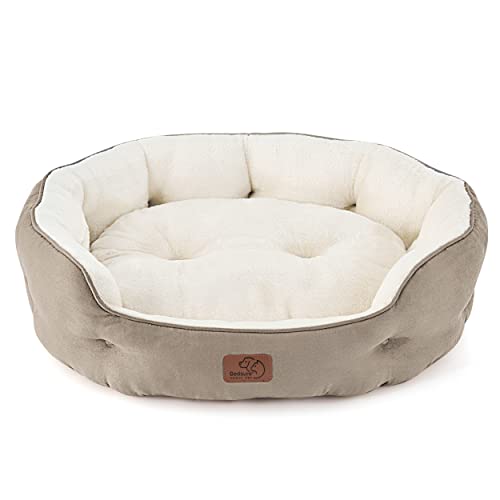 BEDSURE Katzenbett waschbar Katzen Bettchen - 63x53x20cm Katzenbett mit Zweiseitig Innenkissen Katzenschlafplatz für Katzen oder kleine Hunde, Kamel