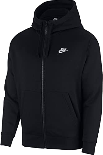 Nike Herren Hoodie mit Durchgehendem Reißverschluss Sportswear Club Fleece, Black/Black/White, S, BV2645-010
