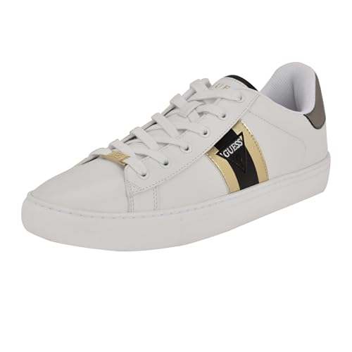 Guess Herren Bertell Sneaker, White/Metallic Multi 141, 42.5 EU