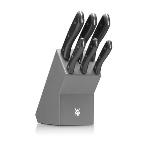 WMF Messerblock mit Messerset 7-teilig, Küchenmesser Set mit Messerhalter, 6 scharfe Messer, Holz-Block lackiert, Spezialklingenstahl