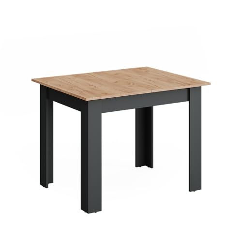 Vicco Esstisch Repose, Anthrazit/Goldkraft Eiche, 100 x 80 cm ausziehbar