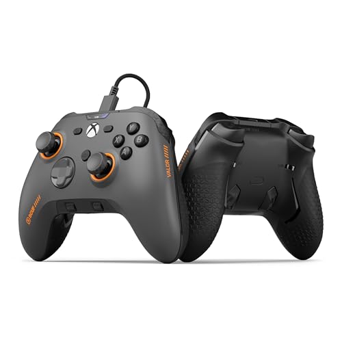 SCUF Valor PRO Xbox-Performance-Controller mit Kabel – Anpassbare Rücken-Paddles, Sofort-Triggern, Hall-Effekt-Daumenstifte, Audio-Steuerungen, Xbox Series X|S, Xbox One, Windows PC – Stahl Grau