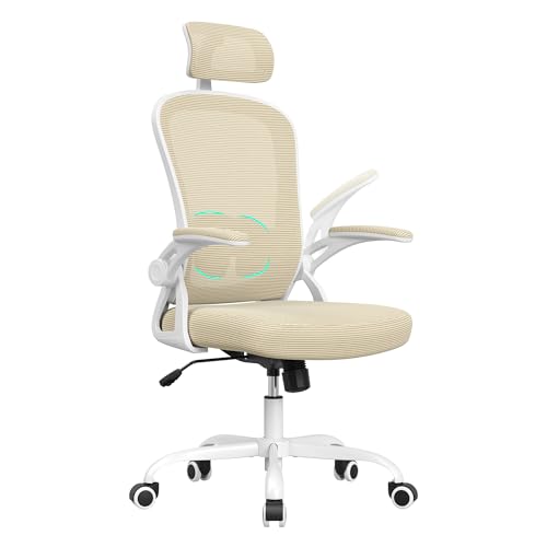 Farini Ergonomischer Stuhl Schreibtischstuhl Höhenverstellbar BürostuhlBequem mit Kopfstütze, Home Office Stuhl Computer Stühle Chefsessel mit Armlehne, 150 Kg PC Stuhl mit Rollen