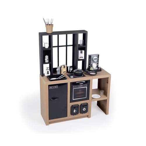 Smoby - Spielküche Loft - Kinderküche ab 3 Jahre im Industrial-Look (74x29,2x95,7 cm) - Küchenspielzeug für Kinder mit großer Ausstattung, Zubehör und Überraschungs-Effekten