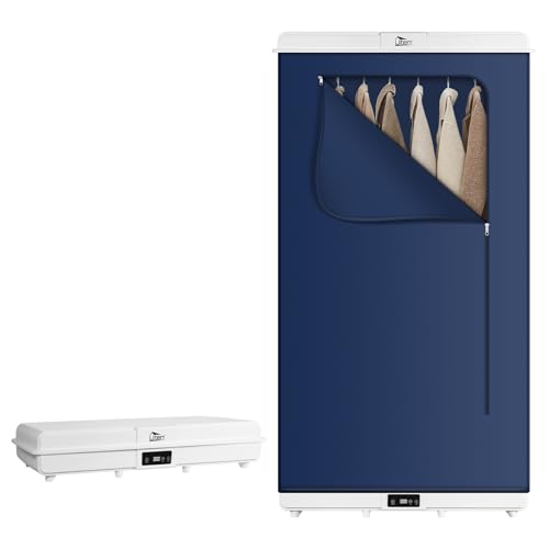 Uten Elektrischer Wäschetrockner, 1500 W, abnehmbarer Trockner mit Timer, Ideal für Geschäftsreisen, Wohnheime, Apartments, Hotels und Campingplätze