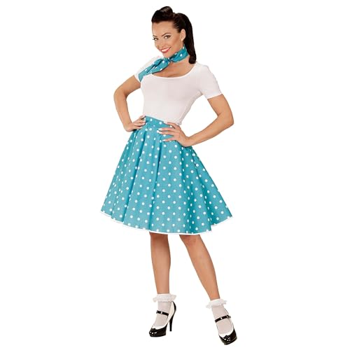 W WIDMANN MILANO Party Fashion - Kostüm 50er Jahre, Polkarock und Halstuch, gepunktet, Rockabilly, Rock´n´Roll, Karneval