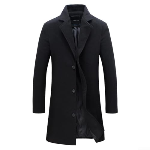 Stilvolle Oberbekleidung Herren Winter Trenchcoat mit klassischem Revers geeignet für jeden Anlass (L Schwarz)