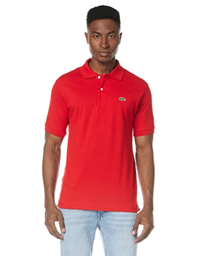 Lacoste Herren Polo-Shirt Kurzarm L1212, Männer Polo-Hemd,2 Knopf,Regular Fit,Rot,4