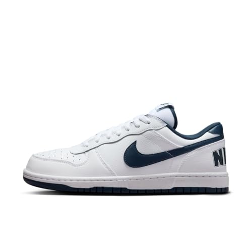 NIKE Herren Big Low Basketballschuhe, White/Midnight Navy, 43 EU
