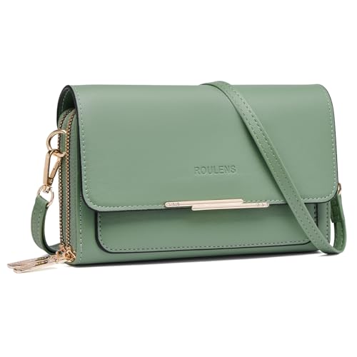 Roulens Klein Handy Umhängetasche,Damen Kleine Umhängetasche,PU Leder Crossbody Schultertasche Reisepass Handytasche mit Kartenschlitz Verstellbar Abnehmbar Schultergurt