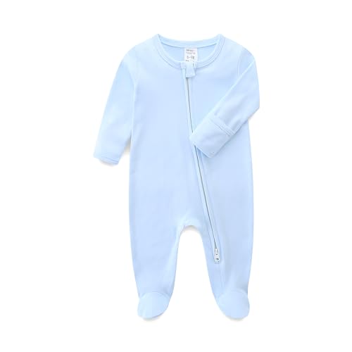 KIDDLETOWN Baby Schlafanzug, Neugeborene Strampler Doppelreißverschluss, Baby Schlafstrampler Langarm, Babyschlafanzug Baumwolle