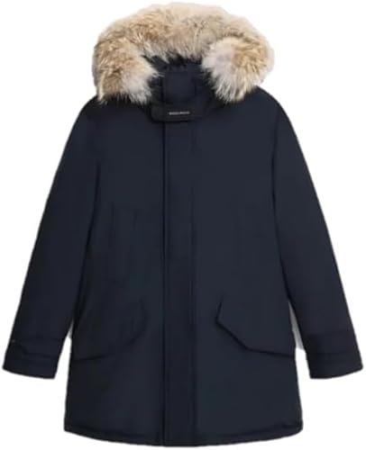 Woolrich Polar Parka in Ramar mit hohem Kragen und Pelzbesatz, Melton Blau, blau, XL