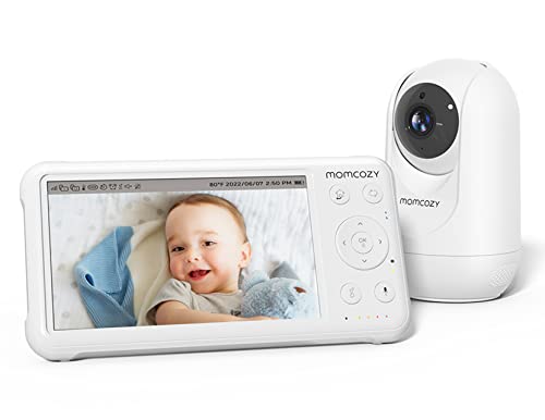 momcozy Babyphone mit Kamera 5 Zoll, 1080P HD-Video Babyphone ohne WLAN mit Kamera und Audio 5000 mAh Akku Babyphone, IR-Nachtsicht Weitwinkelobjektiv 2-Wege-Audio Vox-Modus 960 Fuß Reichweite