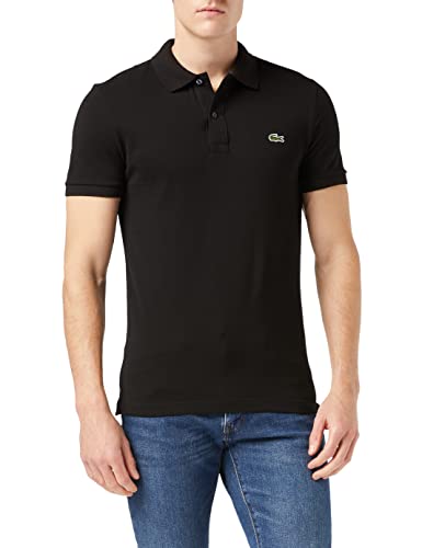 Lacoste Herren Polo-Shirt Kurzarm PH4012, Männer Polo-Hemd,2 Knopf,Slim Fit,Schwarz,4