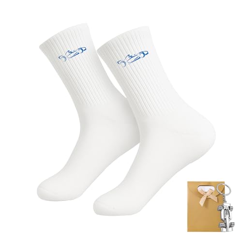 Snyvpra Formel 1 Geschenkset für Rennsportfans - Hochwertiger Schlüsselanhänger mit detailgetreuem F1 Rennwagen Design und atmungsaktiven Socken mit Stickerei - Geschenk für Formel 1 Liebhaber