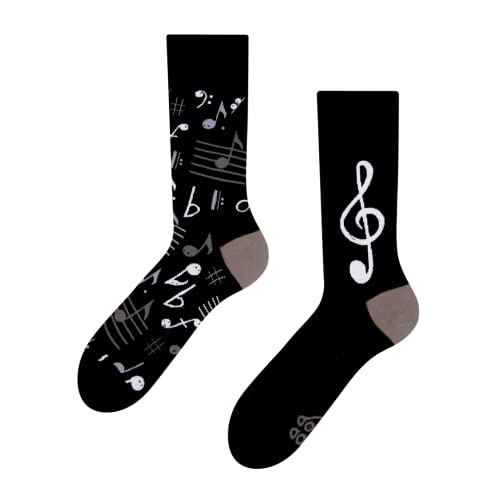 Dedoles Socken Unisex Damen Herren & Kinder Baumwolle viele lustige Designs 1 Paar Geschenk links rechts verschieden, Farbe Schwarz, Motiv Musik, Gr. 43-46