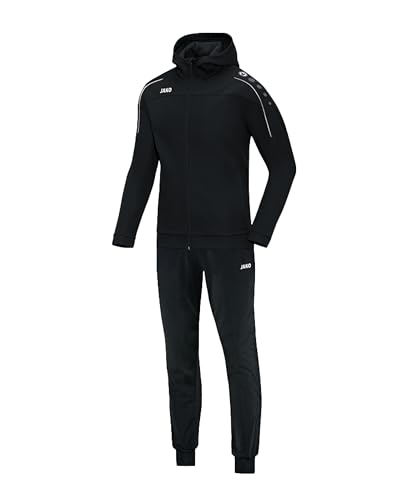 JAKO Trainingsanzug Herren & Damen Polyester Classico mit Kapuze Schwarz XL - Jogginganzug 2-teilig für Sport und Alltag, Jogginghose & Trainingsjacke