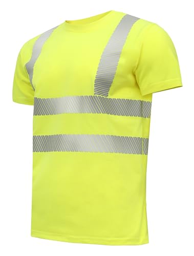 Högert Technik - JURAL II Warnschutz Polycotton-T-Shirt gelb L (52) | Warnweste Reflektierend Warnweste Atmungsaktiv Leicht Kurzarmshirt Kurzarm Arbeitskleidung Sichtbarkeit Hemden