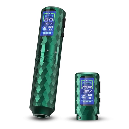INKin Tattoo Maschine, Soultats Wireless Tätowiermaschine mit 6 Hublänge 2.5mm-4.8mm und Große OLED Digitalanzeige, Tattoo Set mit 2 Austauschbaren 1600mAh Batterien für Tattoo Anfänger und Künstle