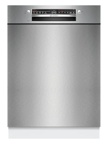 Bosch SMU2HTS08E Serie 2, Unterbau-Geschirrspüler, 60 cm, Smart Start, Hygienelevel für Eco 50 °C und Intensiv 70 °C, AquaStop, Programm Download, Silence on demand, Home Connect, Gebürsteter Stahl