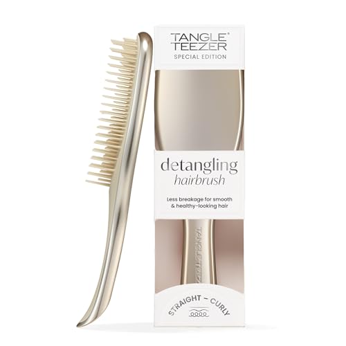 Tangle Teezer Ultimate Detangler Haarbürste – Nasses & Trockenes Haar – Entwirrungsbürste für Alle Haartypen – Zweistufige Borsten Reduzieren Haarbruch & Knoten – Champagner Gold mit Chrom-Finish