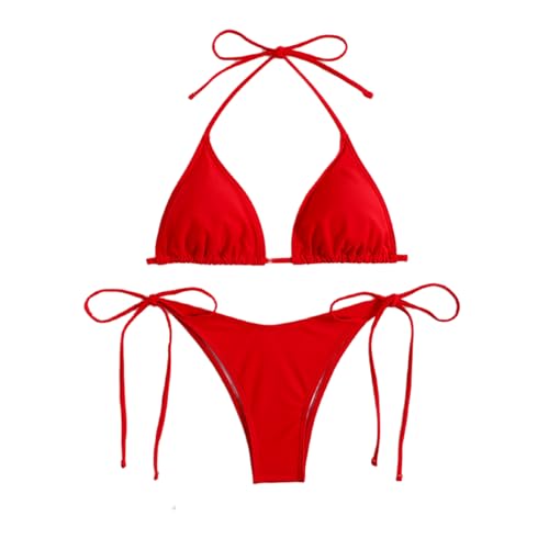 Liooce Womens Bikini Underwire Push Up Swimsuit High Cut Sexy Bathing Suit (Rot M)