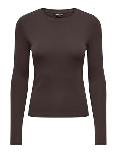 ONLY Damen Onlriley O-Neck L/S JRS Noos Basic Top Mit O-Ausschnitt Und Langen Ärmeln Für Junge Frauen, Seal Brown, S