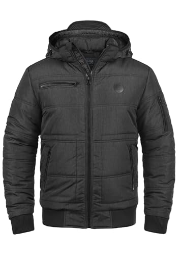 Blend BHBoris Herren Winterjacke Steppjacke Jacke gefüttert mit abnehmbarer Kapuze Reißverschlusstaschen Regular fit, Größe:L, Farbe:Black (70155)