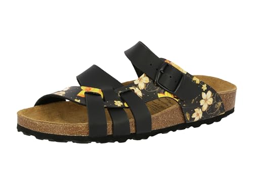 Lico Damen Bioline Flora Hausschuh, Schwarz Gelb, 40 EU