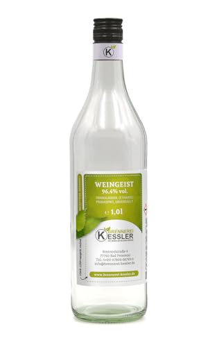 Brennerei Kessler Weingeist Primasprit Ethanol Trinkalkohol 96,4% - 1000ml - zur Herstellung von Likören - Direkt aus der Brennerei