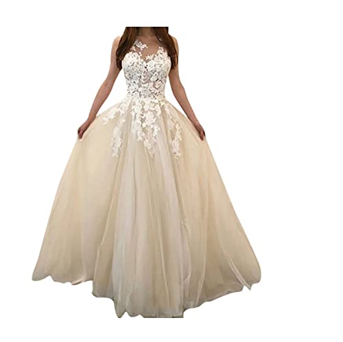Kleider Damen Große Größen Brautkleid Hochzeitskleid Lang Elegant Ballkleid Spitzen V-Ausschnitt Cocktailkeid Maxikleid Abendkleid Hochzeit Party Spitzenkleid Brautkleider A-Linie