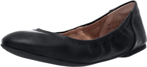 Amazon Essentials Damen Ballerinas Belice Zum Hineinschlüpfen, Schwarz Kunstleder, 40 EU