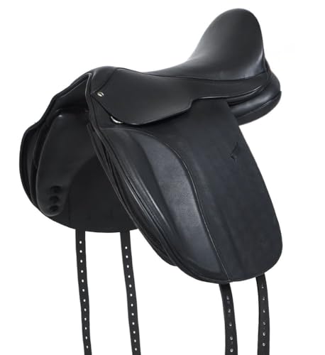 A&M Reitsport Baumloser VSD Sattel 1148 aus Leder, mit Klettkissen wechselbares Kopfeisen, Größe:16.5 Zoll