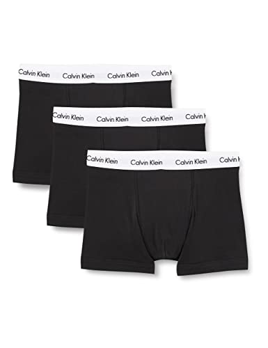Calvin Klein Herren Boxershorts Low Rise TRUNK, 3er Pack U2664G, Ohne Eingriff, Mehrfarbig ( Schwarz ) - Small